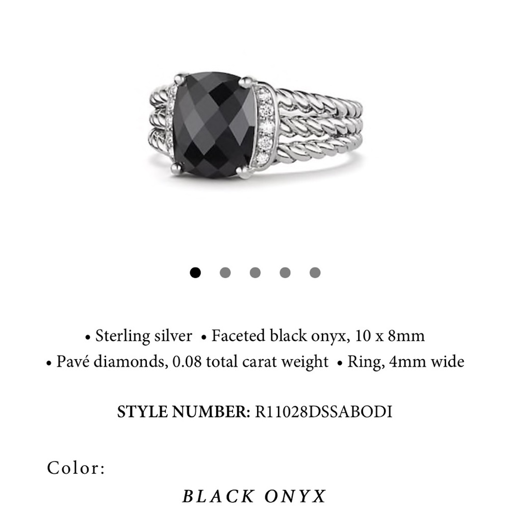 David Yurman Petite Wheaton Onyx Ring Size 7